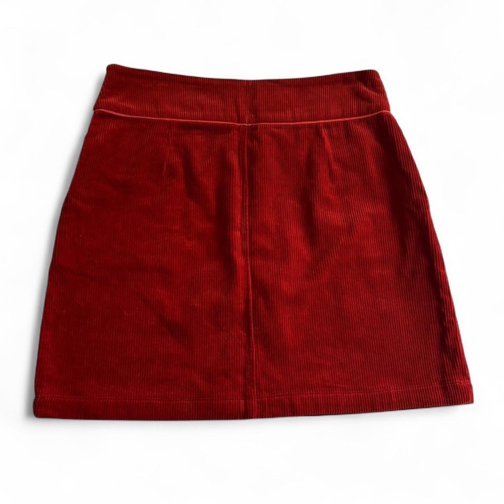 Sundance Red Orange Corduroy Mini Skirt M A-Line Mod Fall Pockets High Waist - Picture 2 of 5